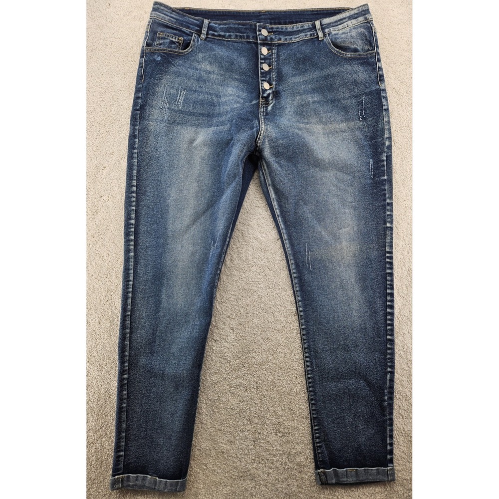 Unbranded Women's Button Fly Distressed Skinny Jeans Plus Size 40x28 - Picture 2 of 9